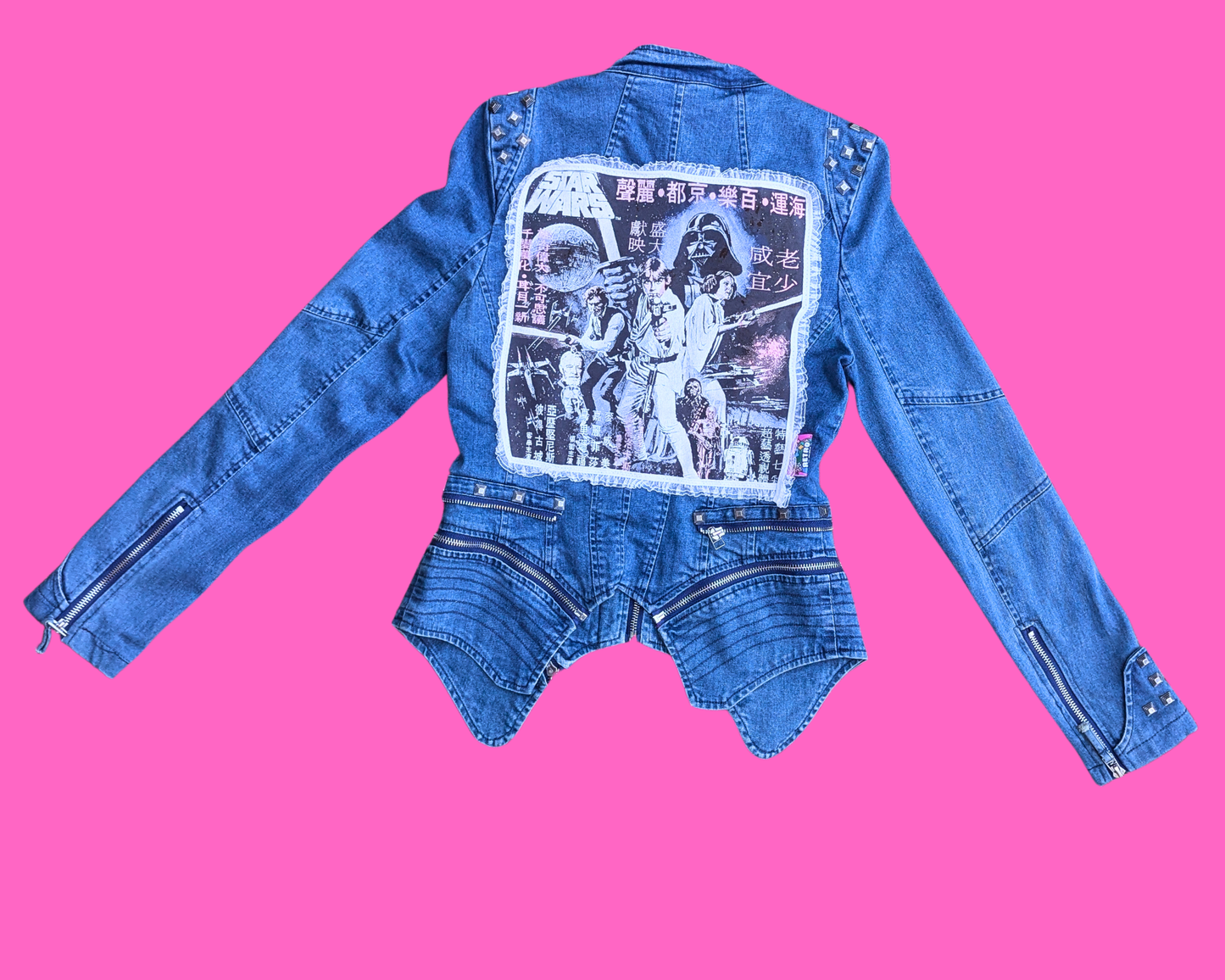Veste en jean Star Wars faite main et recyclée, taille M
