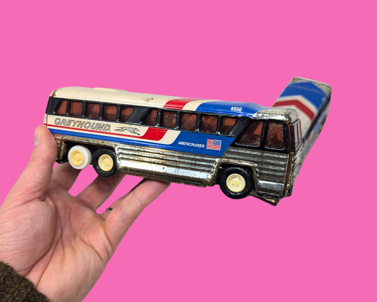 Vintage 1980's Two Greyhound Bus Toys, Sold Together