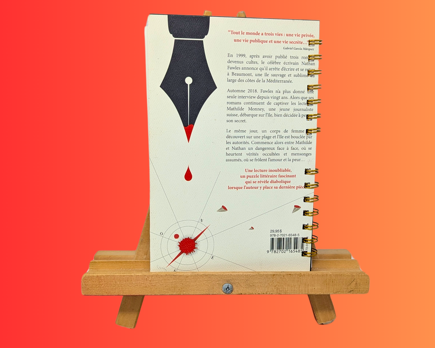 Handmade and Upcycled La Vie Secrète des Écrivains Novel by Guillaume Musso Notebook
