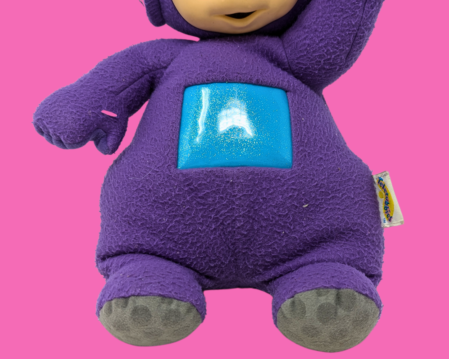 Peluche Tinky Winky Y2K, elle parle