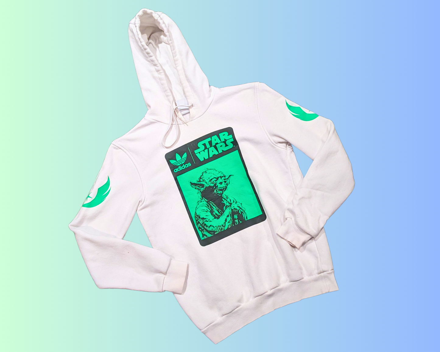 Y2K Adidas Star Wars, Yoda White Hoodie Size S