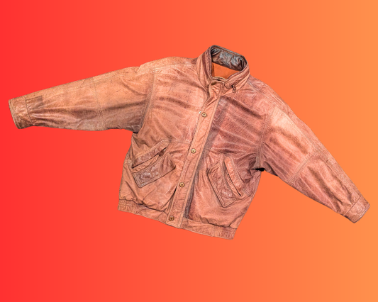 Vintage 1990's Light Brown Genuine Leather Jacket by Laurence Roy Size M