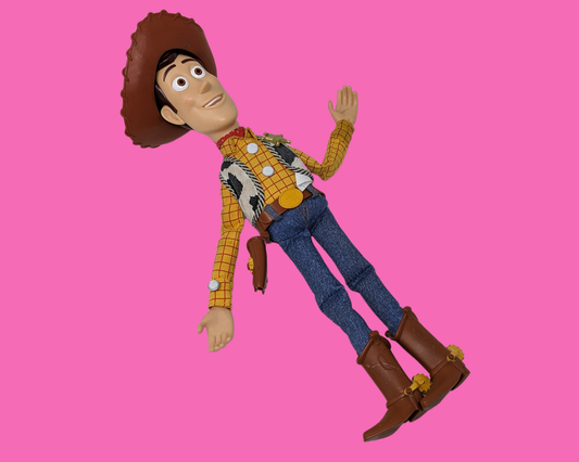 Jouet vintage Toy Story des années 1990, shérif Woody, parlant français