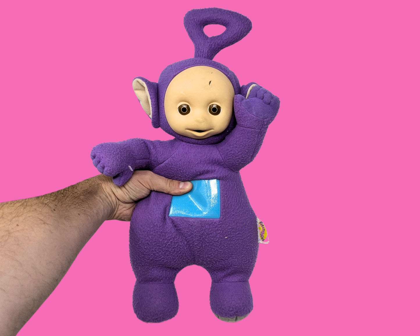 Peluche Tinky Winky Y2K, elle parle