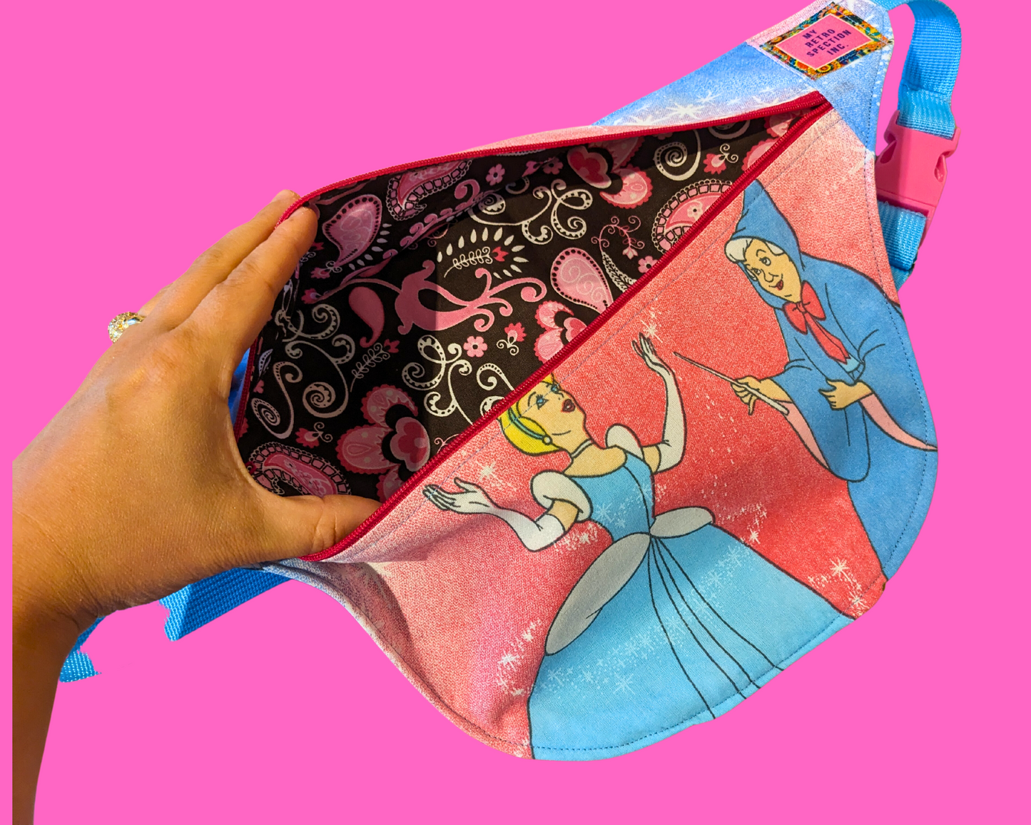 Handmade, Upcycled Vintage 1980's Walt Disney's Cinderella Bedsheet T-Shirt Dress Fits S-M-L-XL with Matching Fanny Pack