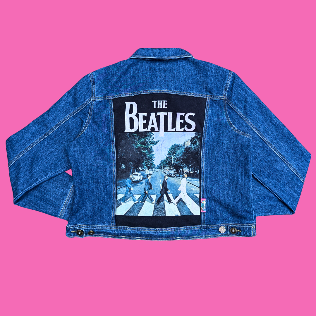 The Beatles, Abbey Road Upcycled T-Shirt Denim Jacket Size L