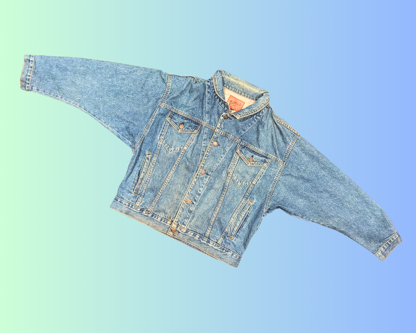 Handmade, Upcycled Hellraiser Denim Jacket Size L