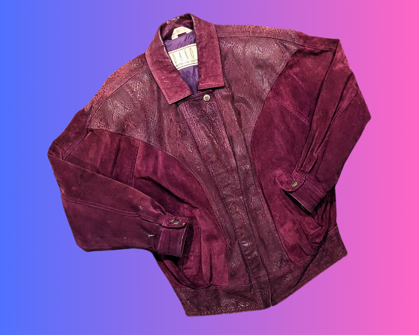 Vintage 1980's B.B.Dakota Purple Leather Jacket Size S