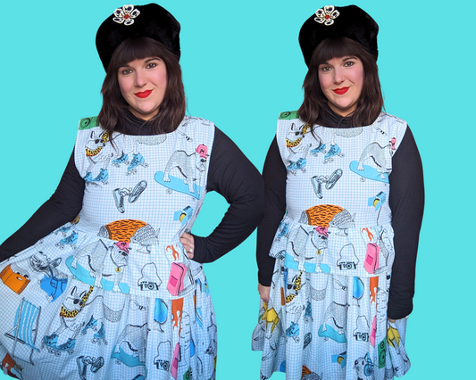 Robe sans manches à imprimé animalier funky, faite à la main et recyclée, taille XL