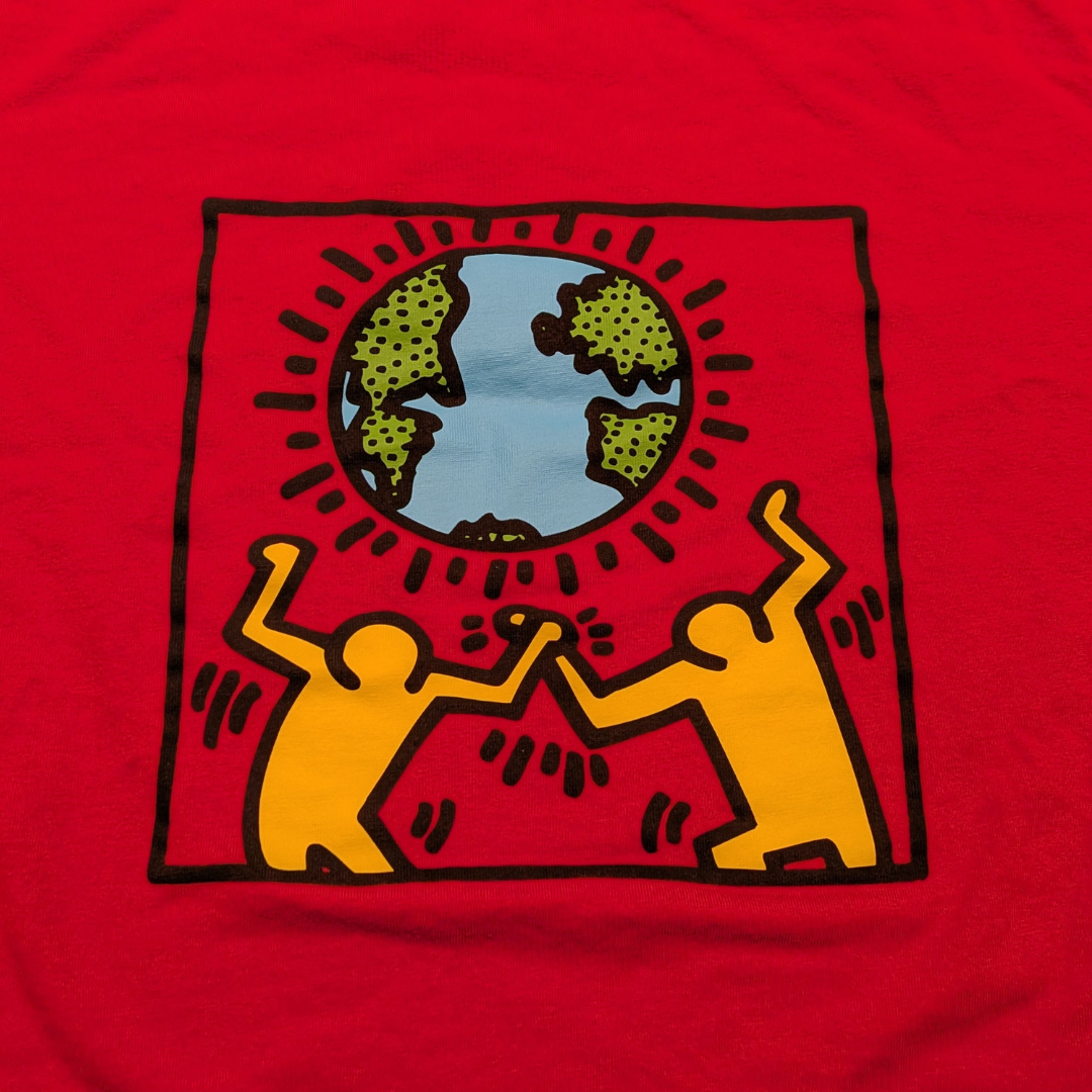 Keith Haring "Peace for All" Orange T-Shirt Size L