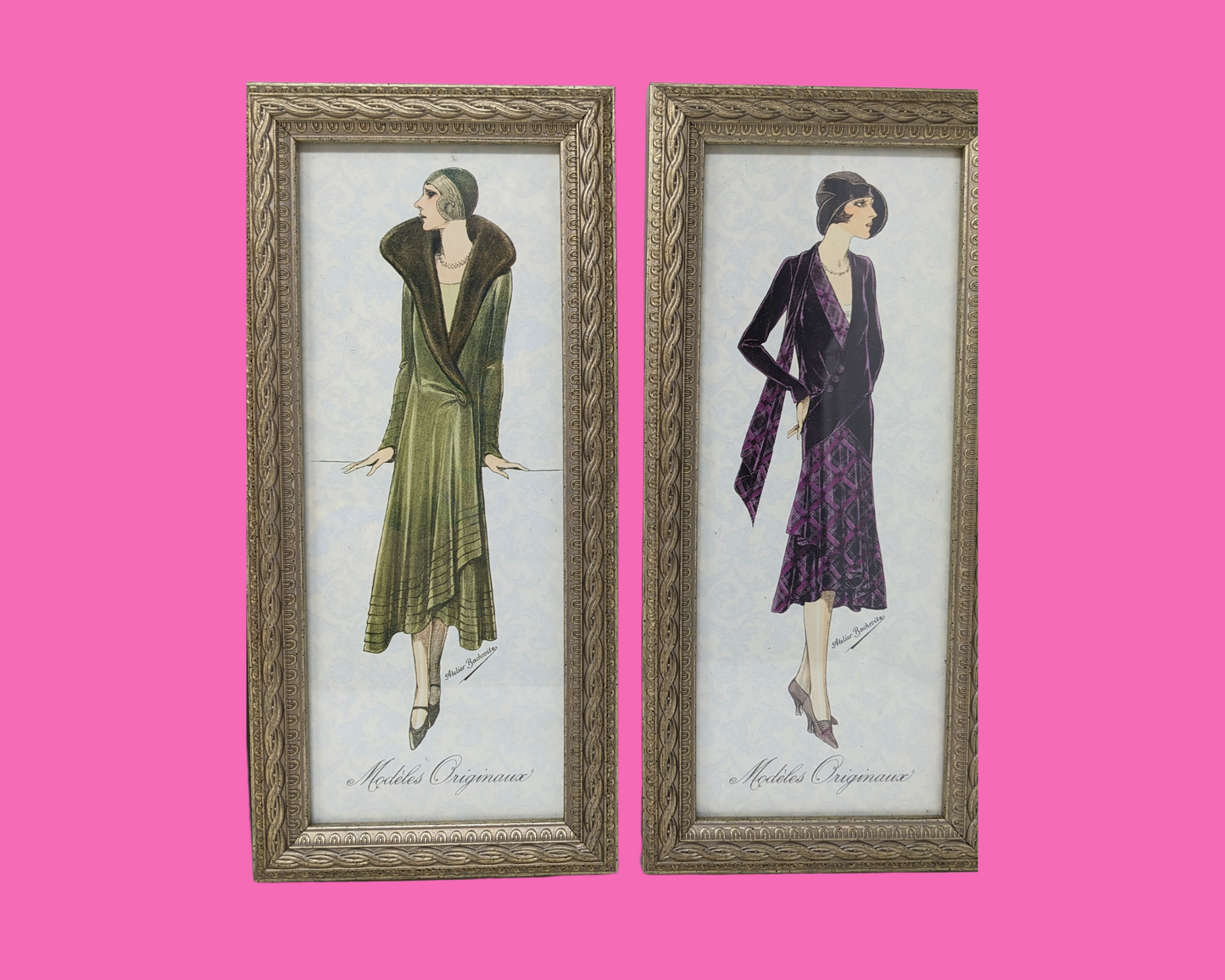 Set of Four Vintage Framed Fashion Illustrations by Atelier Bachroitz
