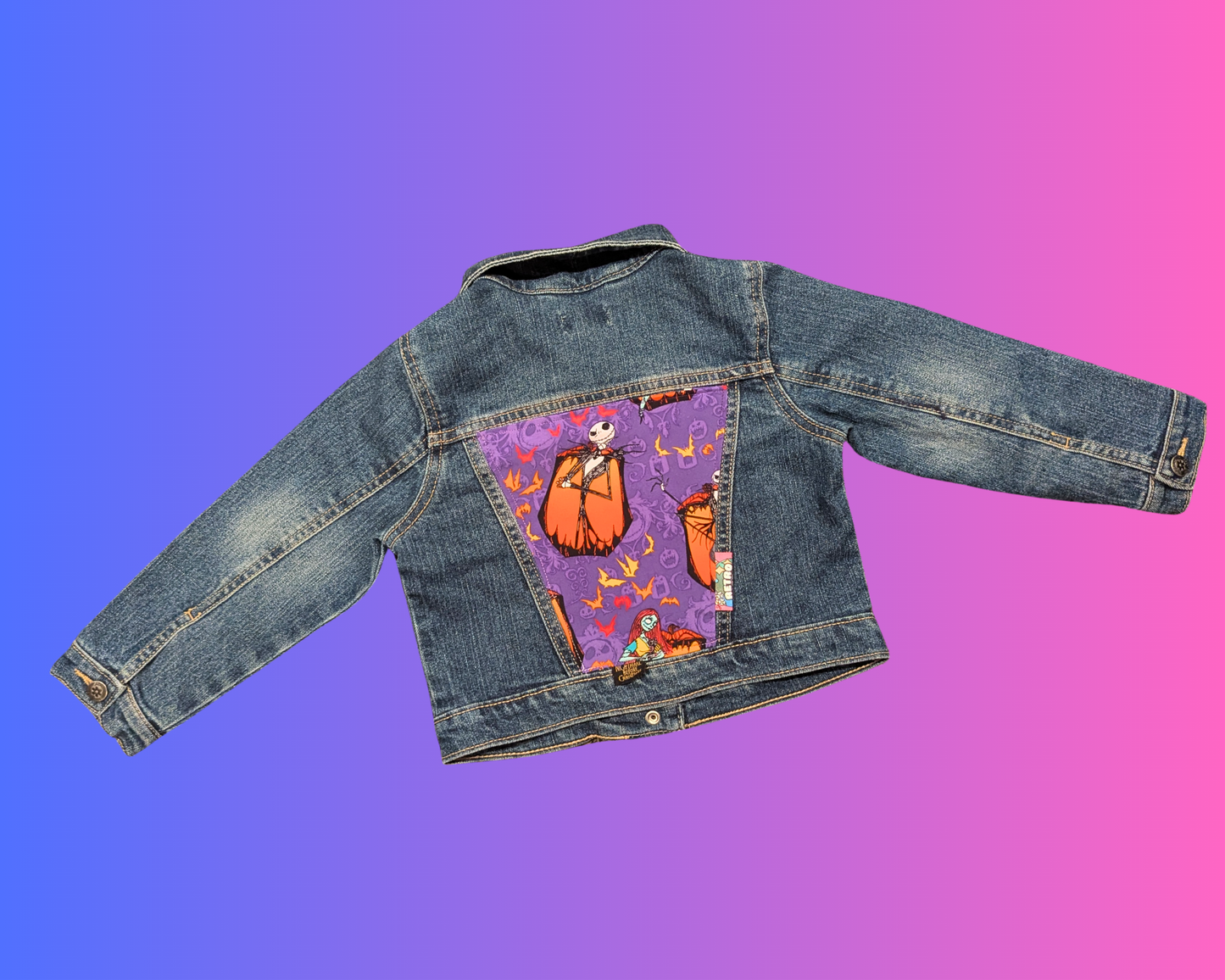 Handmade, Upcycled The Nightmare Before Christmas Denim Jacket Size 3 Years Old