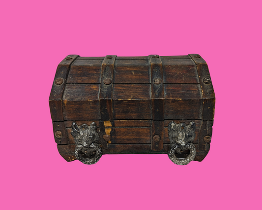 Petit coffre en bois vintage des années 1980