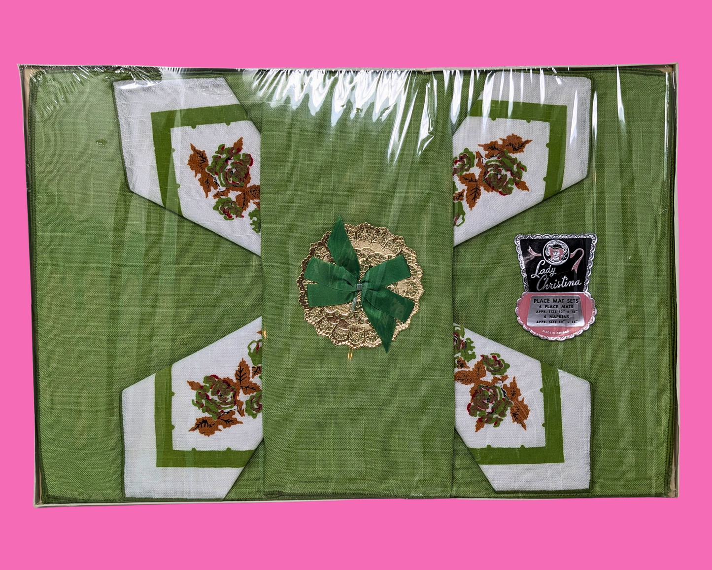Vintage 1950's Sealed Luxury Place Mat Set by Lady Christina in Original Packaging