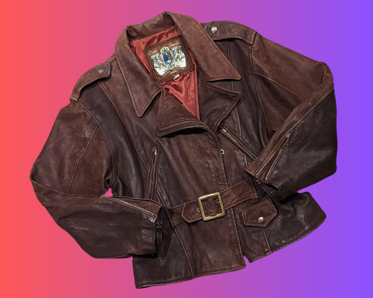 Vintage 1980's Oscar Leopold Compagnie Internationale Brown Leather Jacket Size L