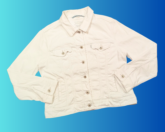 Veste en jean Levi's blanche, faite à la main et recyclée, taille L