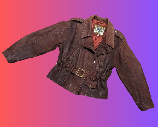 Vintage 1980's Oscar Leopold Compagnie Internationale Brown Leather Jacket Size L