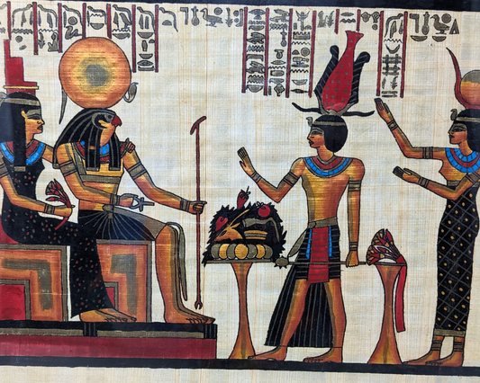 Vintage 1990's Framed Egyptian Papyrus Artwork