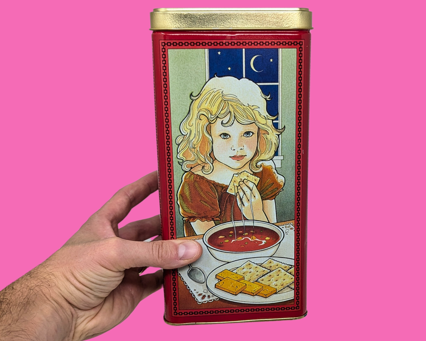 Boîte métallique vintage de crackers Christie des années 1990