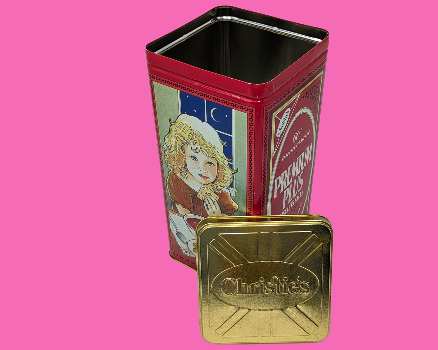 Boîte métallique vintage de crackers Christie des années 1990
