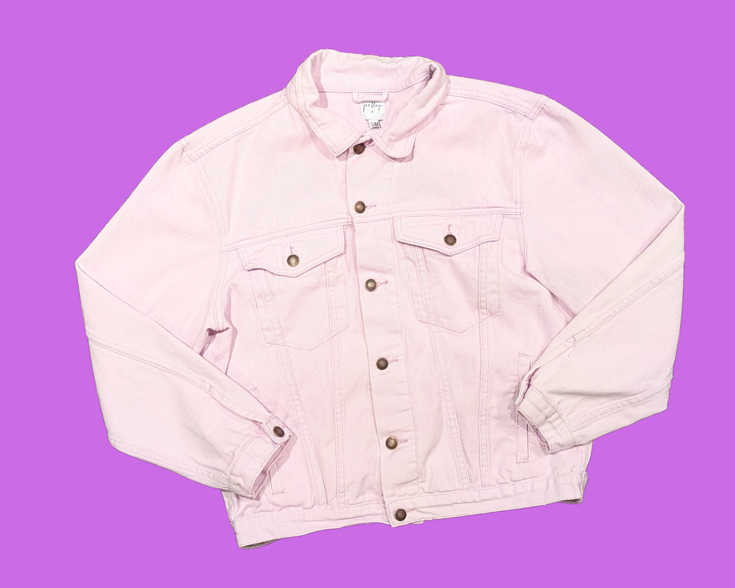 Handmade, Upcycled Denim Light Purple Jacket with a Hello Kitty Sweater Size S-M for Women