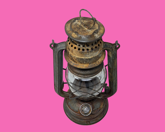Lanterne ancienne, lampe à huile fabriquée en Allemagne