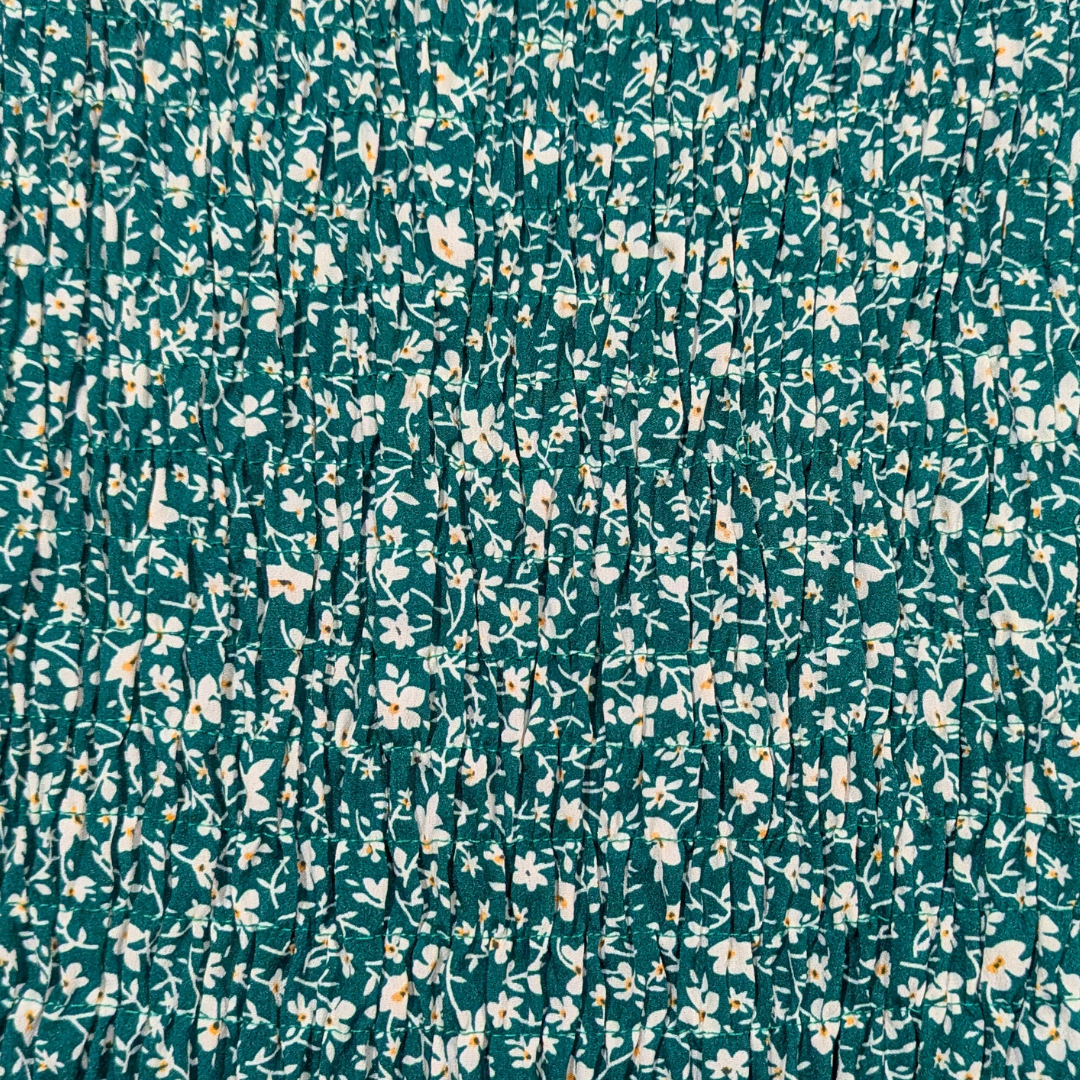 Green, Floral Slim, Fitted, Stretchy Dress Size S