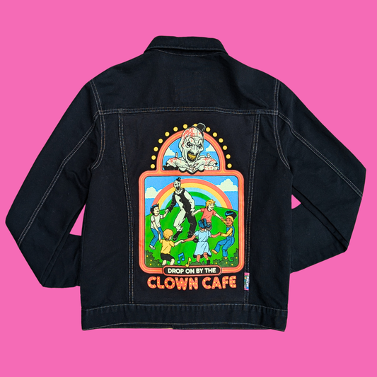 Terrifier ''Clown Cafe" Upcycled T-Shirt Denim Jacket Size M for Men