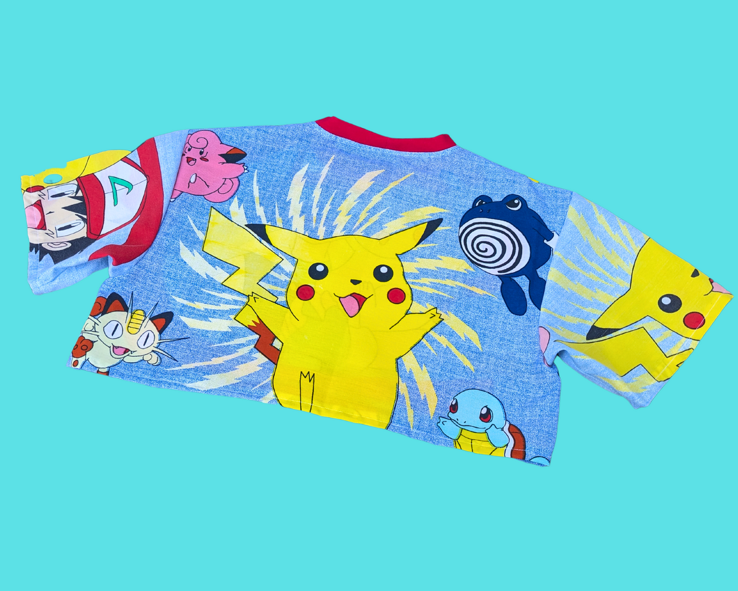 Handmade, Upcycled Pokemon Pillow Cases Crop Top Fits Size S to XL