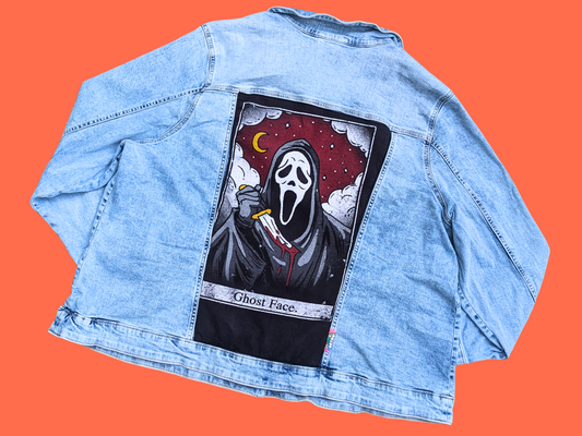 Handmade, Upcycled Scream, Ghost Face Jacket Size 3XL