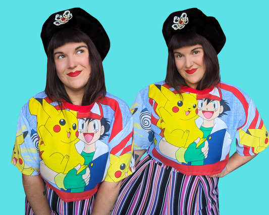 Handmade, Upcycled Pokemon Pillow Cases Crop Top Fits Size S to XL
