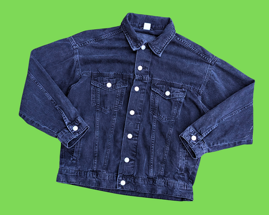 Veste en jean Michael Scott, fabriquée à la main et recyclée, taille XS (convient plutôt à une taille ML)