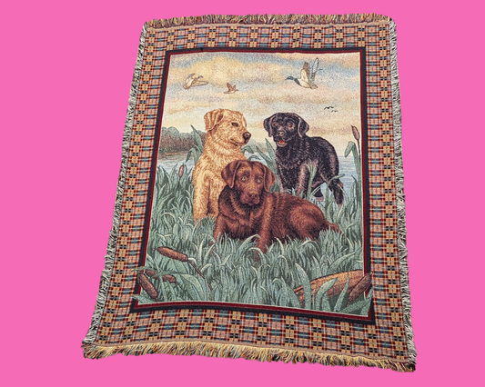 Tapisserie murale vintage à motifs de chiens des années 1990