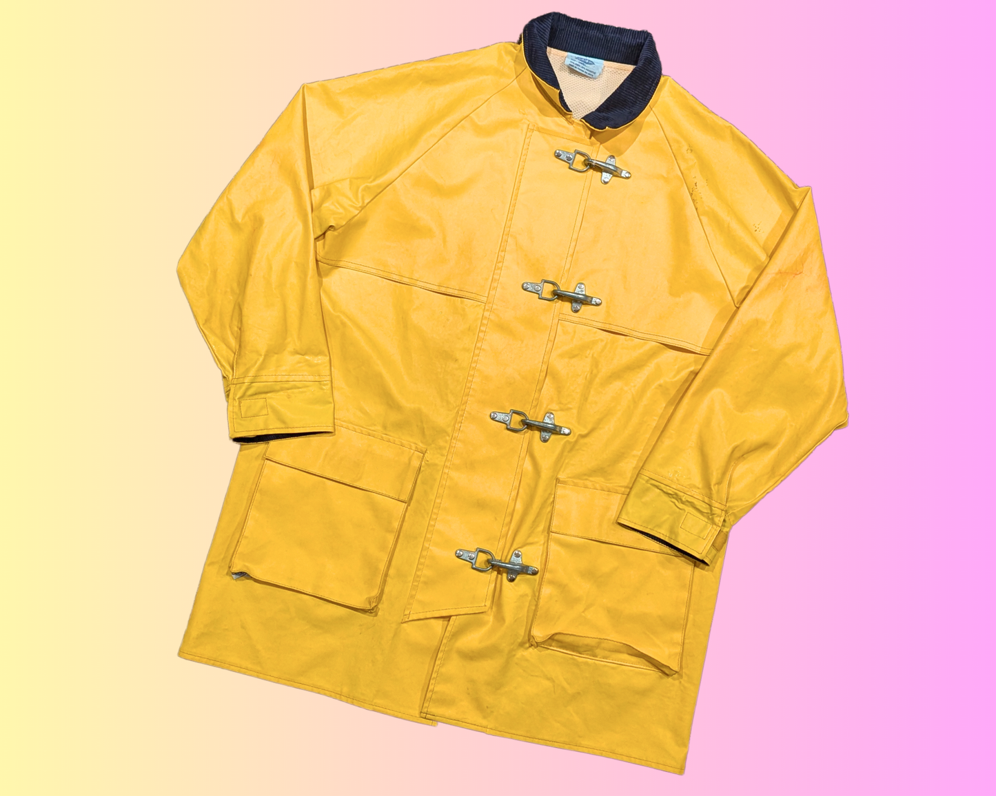Vintage 1990's Yellow Vinyl Raincoat by Charles River Apparel Size S