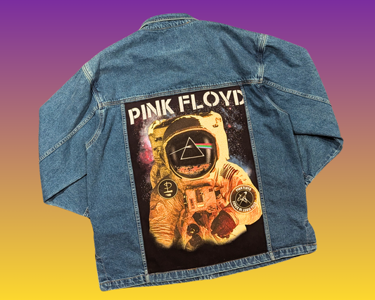 Handmade, Upcycled Pink Floyd Denim Jacket Size L