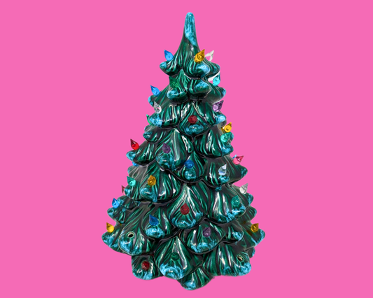 Sapin de Noël décoratif vintage en céramique des années 1970, sans lumière, fabriqué en Hollande