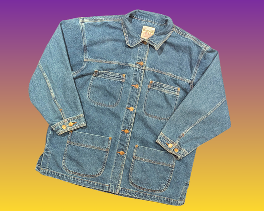 Handmade, Upcycled Pink Floyd Denim Jacket Size L
