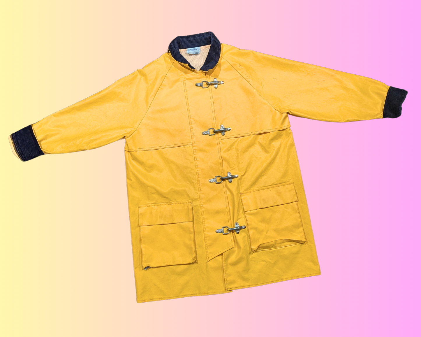 Vintage 1990's Yellow Vinyl Raincoat by Charles River Apparel Size S