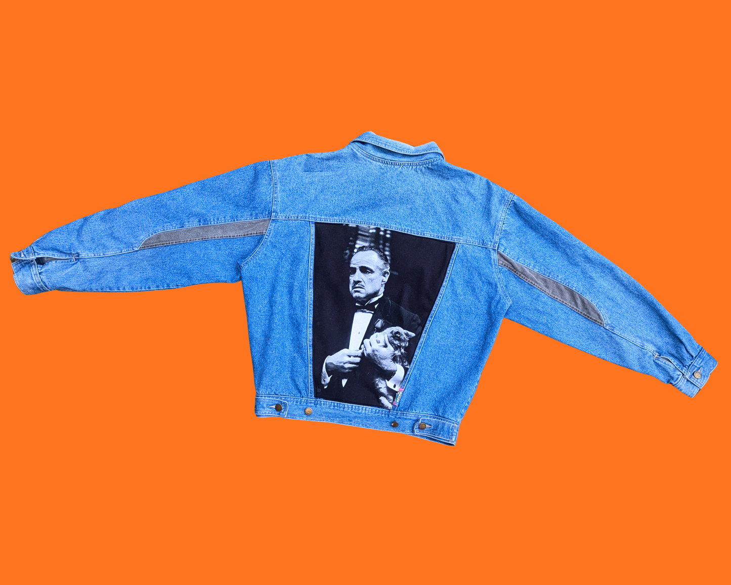 Handmade, Upcycled The Godfather Denim Jacket Size L for Men