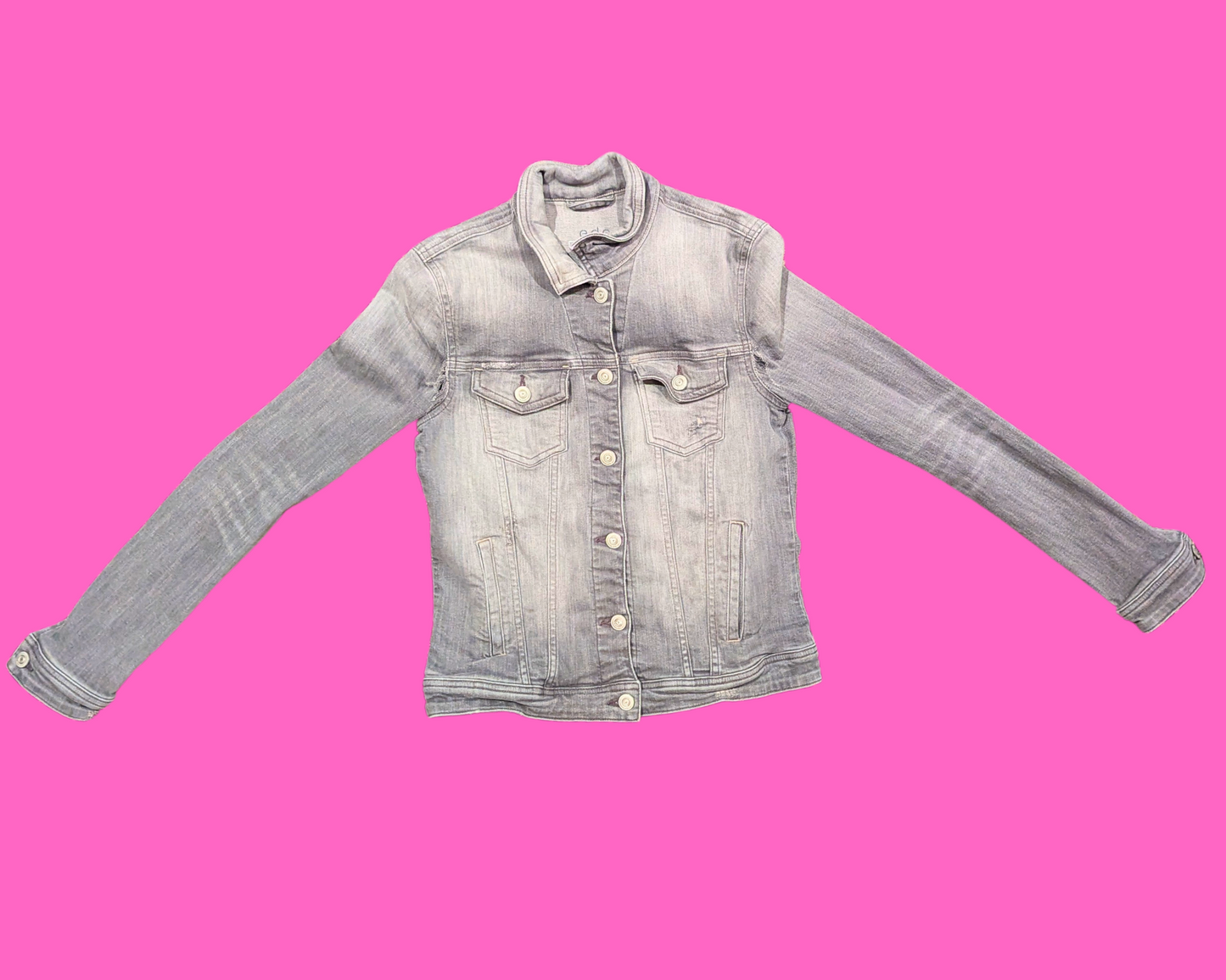Handmade, Upcycled The Rolling Stones T-Shirt Gray Denim Jacket Size S