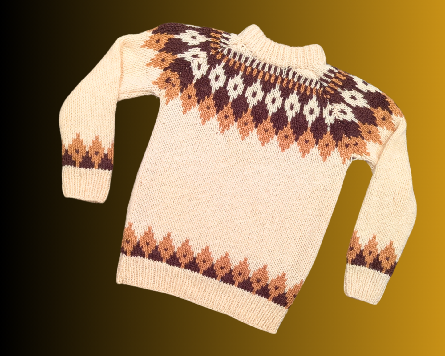 Vintage 1980's Genuine Wool, Knit Sweater Size L