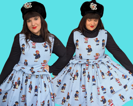 Robe sans manches Ralph Lauren à motifs de petits oursons faits à la main et recyclés, taille M