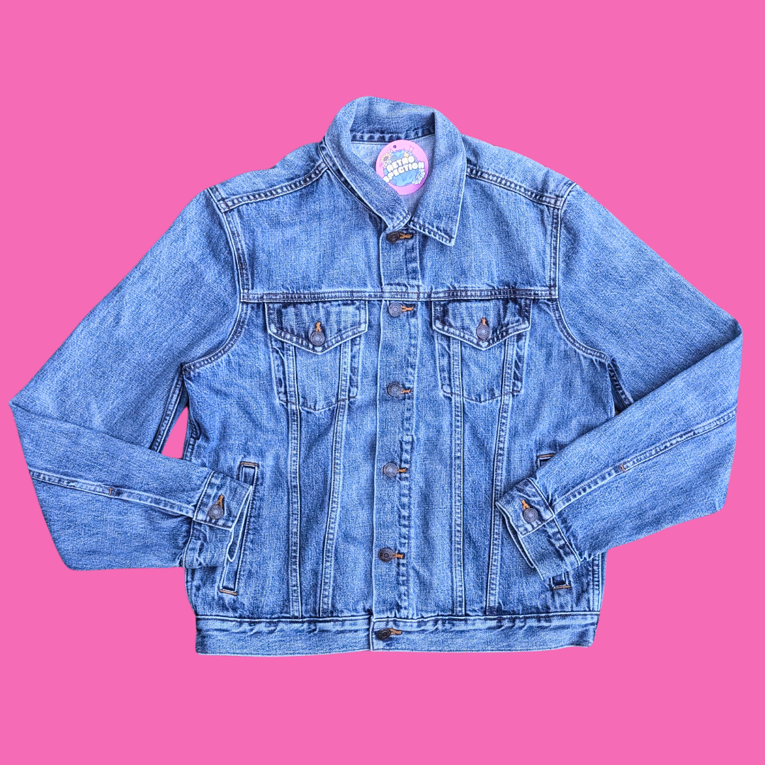Pulp Fiction Upcycled T-Shirt Denim Jacket Size M
