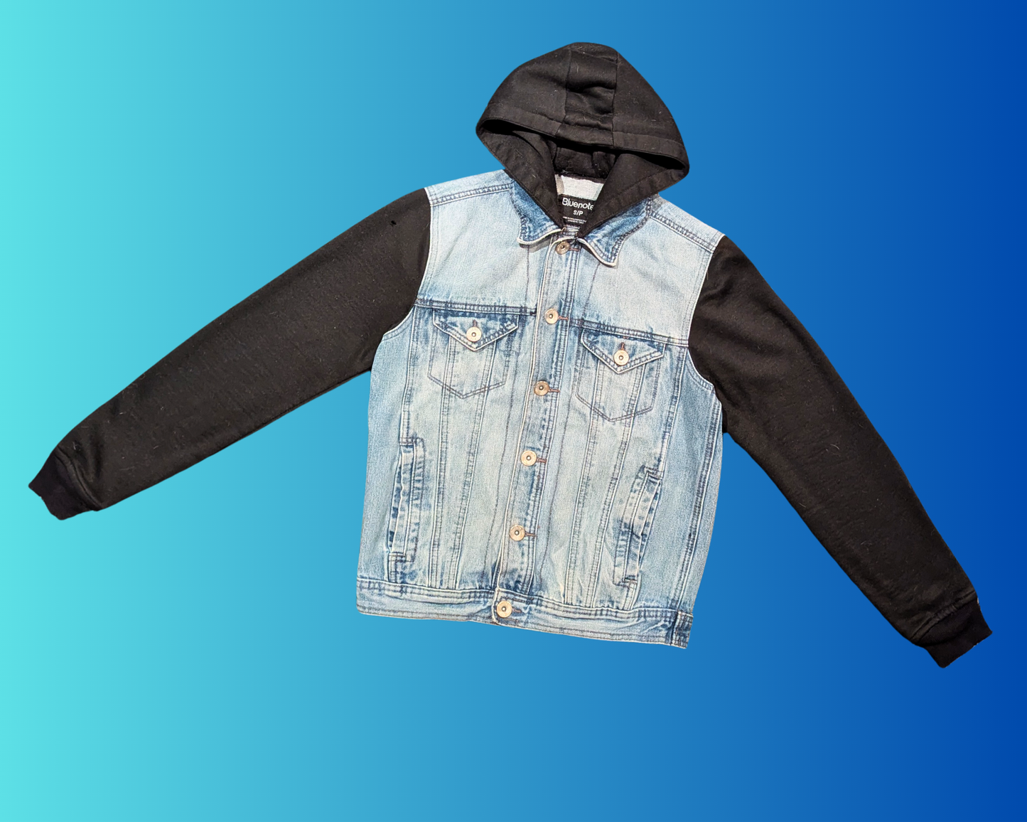 Handmade, Upcycled The Simpsons Denim Jacket with Hoodie Size S