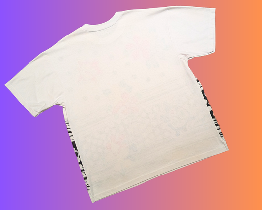 T-shirt blanc rétro à fleurs vintage des années 1990, taille L