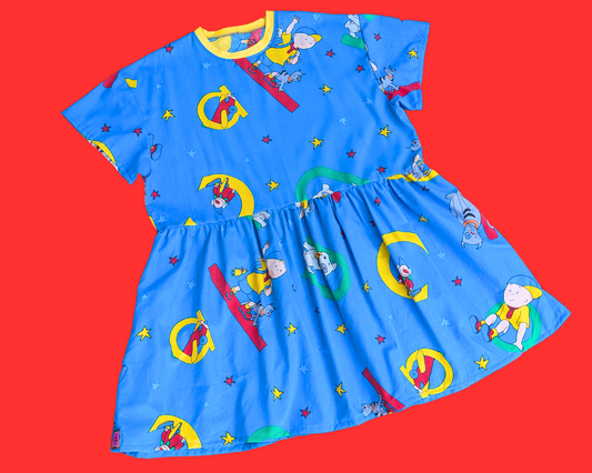 Handmade, Upcycled Caillou Bedsheet T-Shirt Dress Fits 2XL