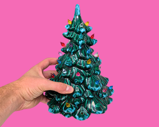 Sapin de Noël décoratif vintage en céramique des années 1970, sans lumière, fabriqué en Hollande