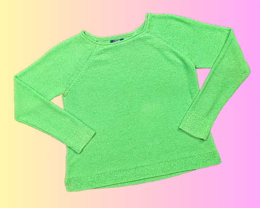 Y2K Chaps Lime Green Knit Sweater Size L for Women