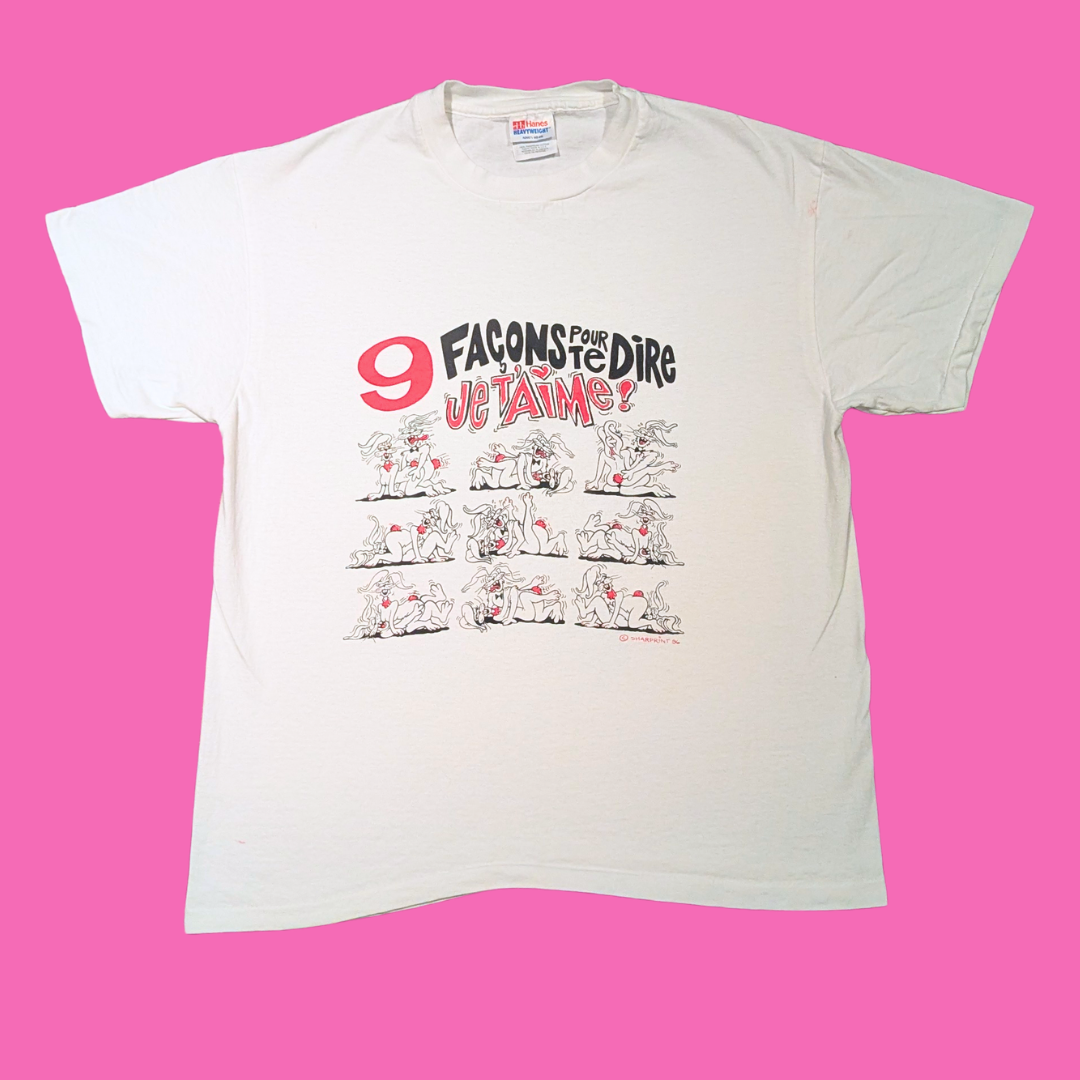 Funny French ''9 Façons Pour Dire Je T'aime" T-Shirt Size L