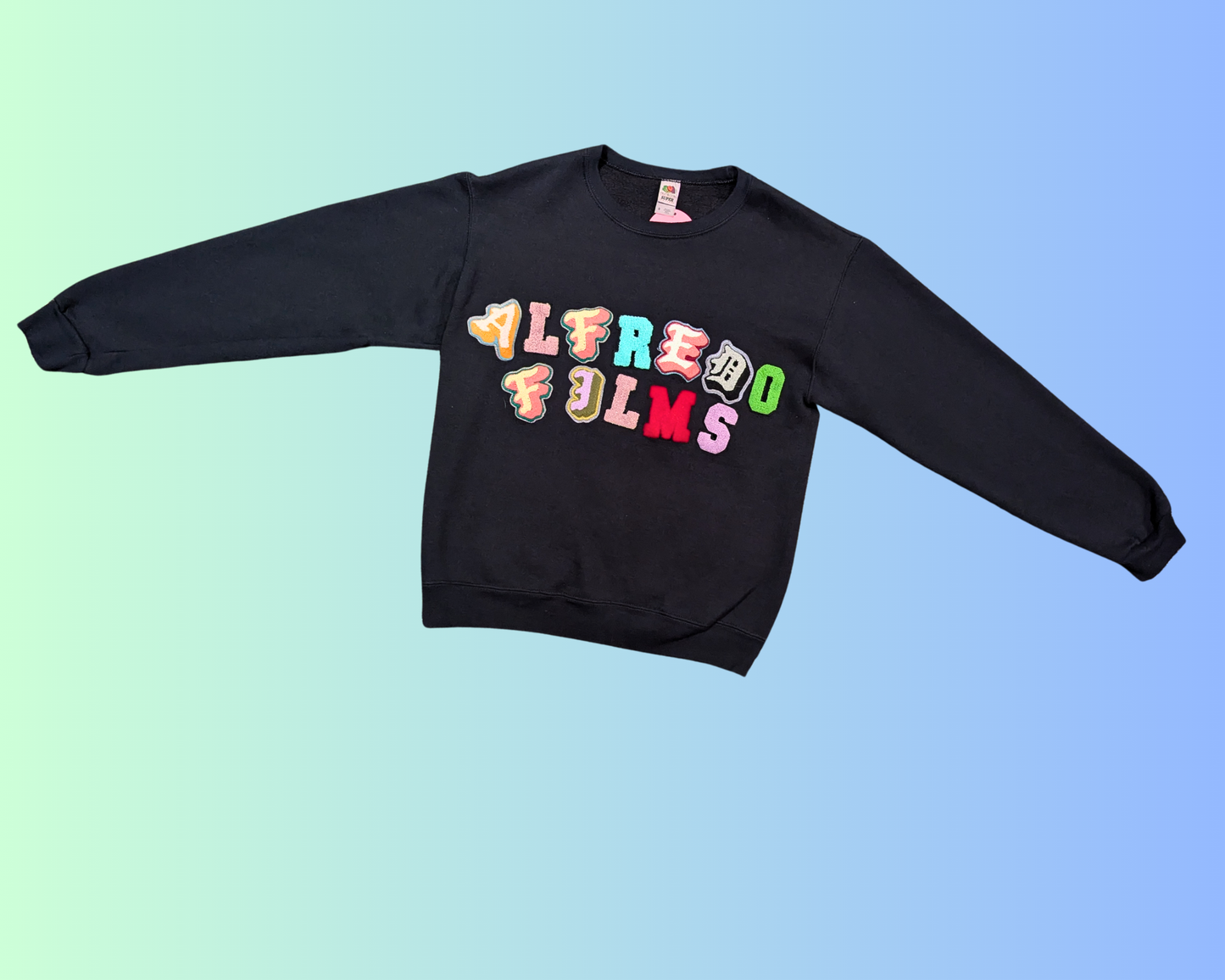 Alfredo Films (Embroidery Patches Letters) Black Crewneck Size S